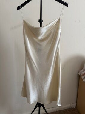 Double Zero Satin Slip Dress in Cream